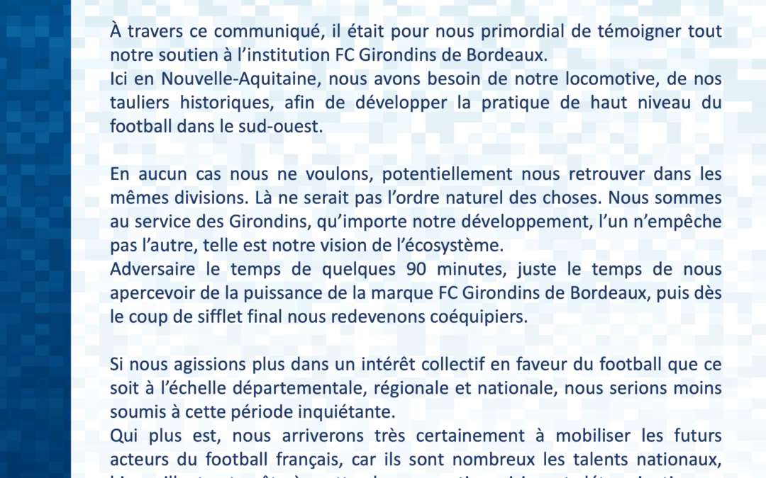 Soutien aux FC Girondins de Bordeaux